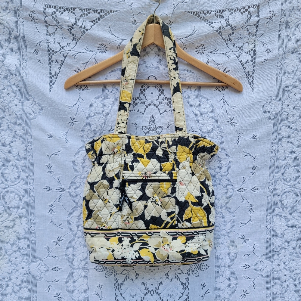 Vera Bradley Dogwood Holiday Yellow Floral Tote Bag Purse